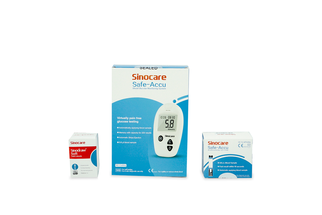 Warna Putih Kit Pelaporan Glukometer Bahasa Inggris Kit Pengukur Glukosa Darah Dengan Lancets Tanpa Rasa Sakit